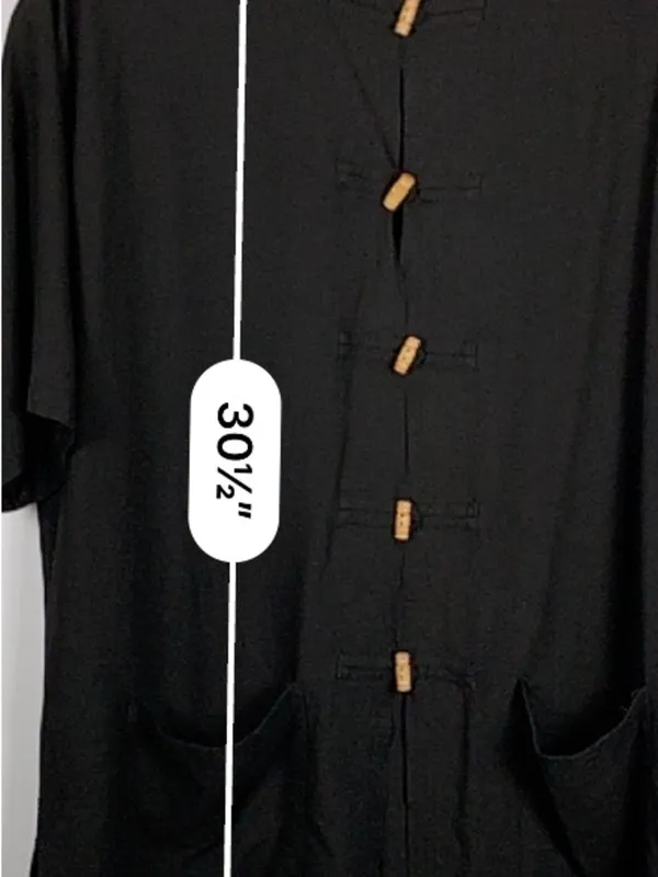 Silver Dragon Womens L Black Silk Linen Jacket Mandarin Collar Frog Toggles - Image 9