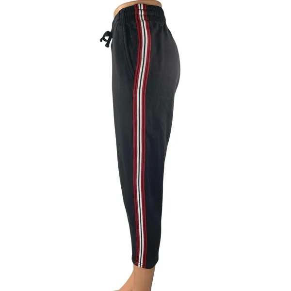 Aritzia Tna Black Striped High Waist Crop Tapered Trousers Jogger Pants Size XS - Image 2