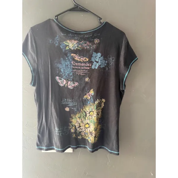 Suzie in the City Y2k Grunge XL Black Margaritas Graphic Tee Rhinestone USA - Image 3