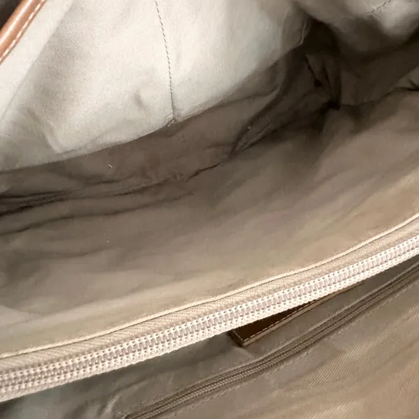 Etienne Aigner Vintage Woven Linen Tan Leather Trim Shoulder Tote Satchel Buckle - Image 7