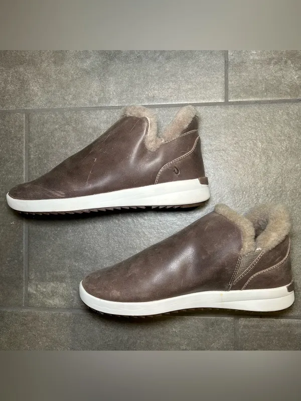 Olukai Malua Hulu Brown Leather Fur Lined Slip On Boots Women’s Shoe Size 8.5 - Image 7