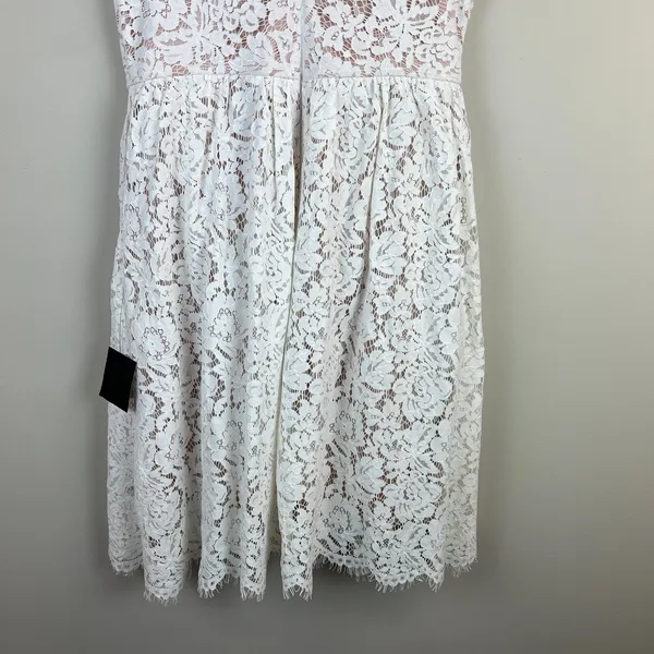 Lulus Midi Dress Womens XL Love Swept Lace White Floral Beige Lined A-Line Party - Image 11