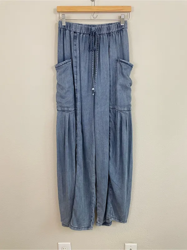 Oli & Hali Chambray Wide Leg Pull On Relaxed Pants Size Small - Image 2