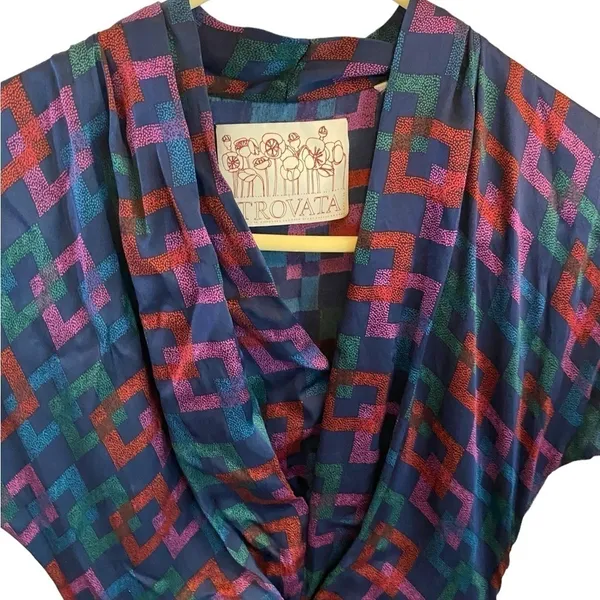 Anthropologie Trovato 100% silk Jewel Tone mini Party dress Spring Summer flirty - Image 5