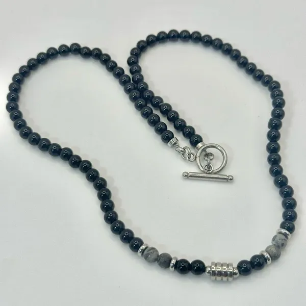 Picasso Jasper and obsidian beaded necklace Black - Image 4