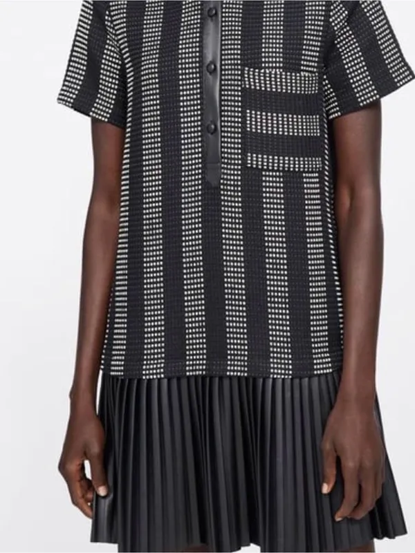 Zara Black Pleated Mini Dress - Shiny A-Line - Image 7
