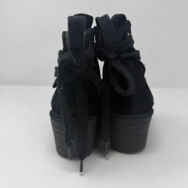 Fly London Suede Wedge Ankle Boots Black Lace Up Back Women Size 38 - Image 8