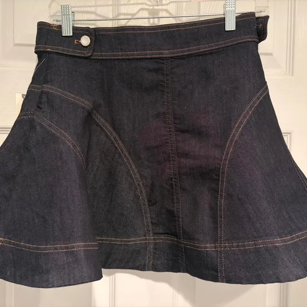 Pilcro Anthropologie Denim Mini‎ Skirt Dark Wash Y2K Preppy A-Line Size 6 NWT - Image 2