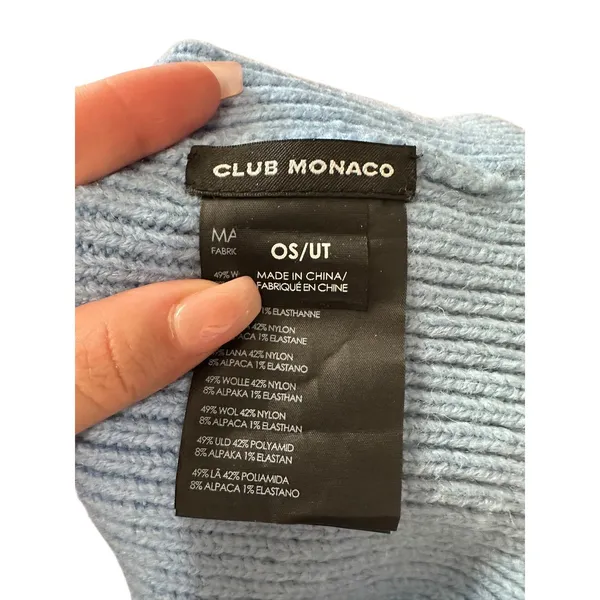 Club‎ Monaco Light Blue Knit ribbed Beanie wool alpaca One size - Image 2