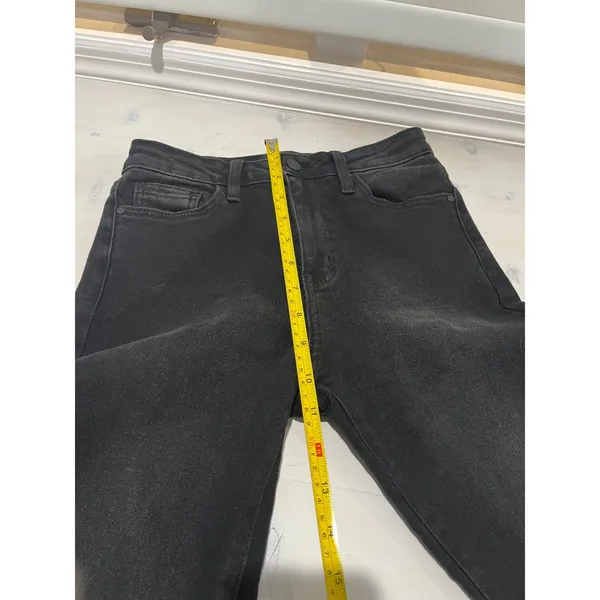 Just Black Denim Jeans Women's Size 27‎ Black Distressed Hem High Rise Skinny - Image 5