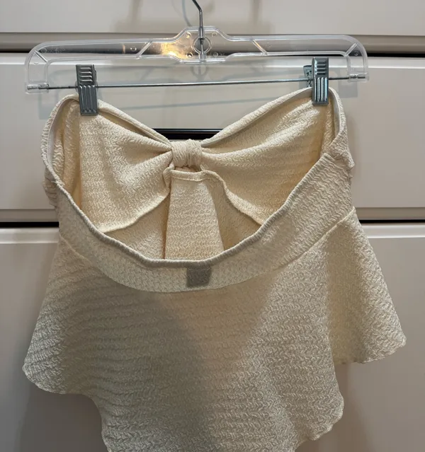 SheIn Strapless Cream Top - Image 2