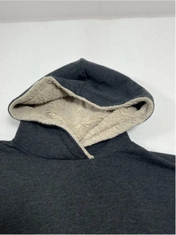 Womans Aerie Pullover Hoodie Long Sleeve Medium Charcoal Lined Hood - Image 3