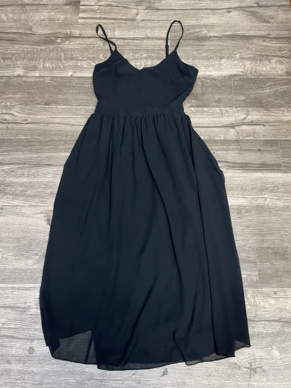 Boohoo Night Black Chiffon Open Back Tie Maxi Dress Size US 6 - Image 3