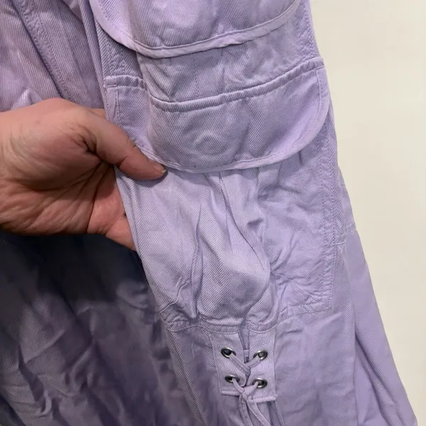 By Anthropologie Palazzo Utility Pants Cargo Wide Leg Lilac Purple Pull On Sz 10 - Image 12
