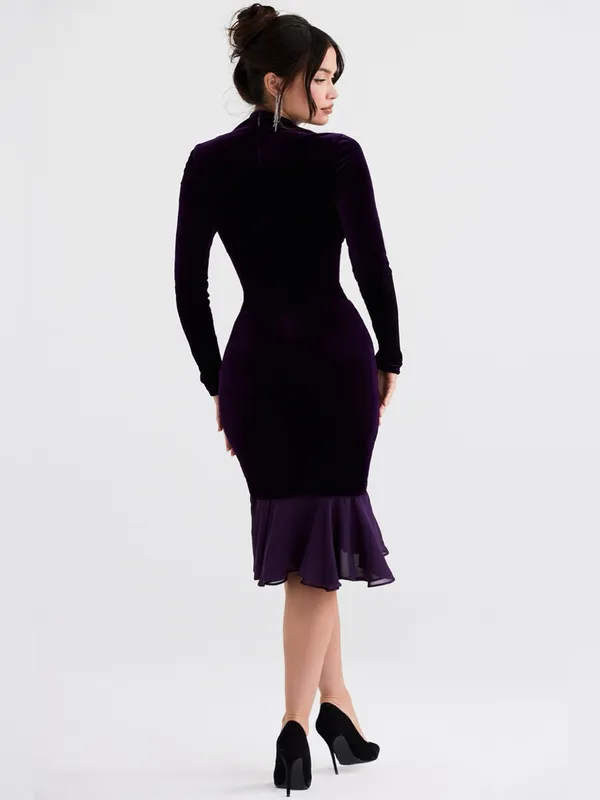 House of CB Dahna Dark Purple Velvet Corset Dress S - Image 7