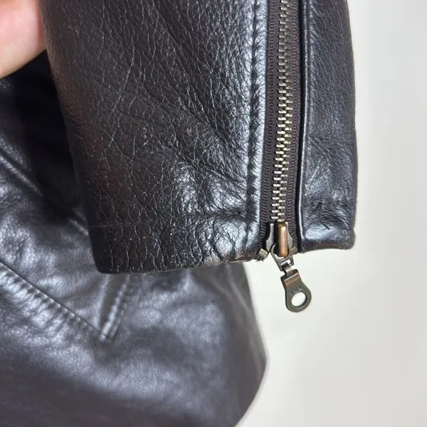 Vtg Wilsons thinsulate Leather jacket Asymmetrical‎ Zip Lined chocolate Brown S - Image 10