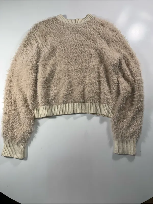 aerie Super Soft Cream Fuzzy Button-Front Cardigan - Image 9