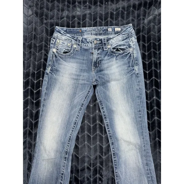 Miss Me Womens Bootcut Jeans Medium Wash Embroidered Mid Rise Sz 27 - Image 2