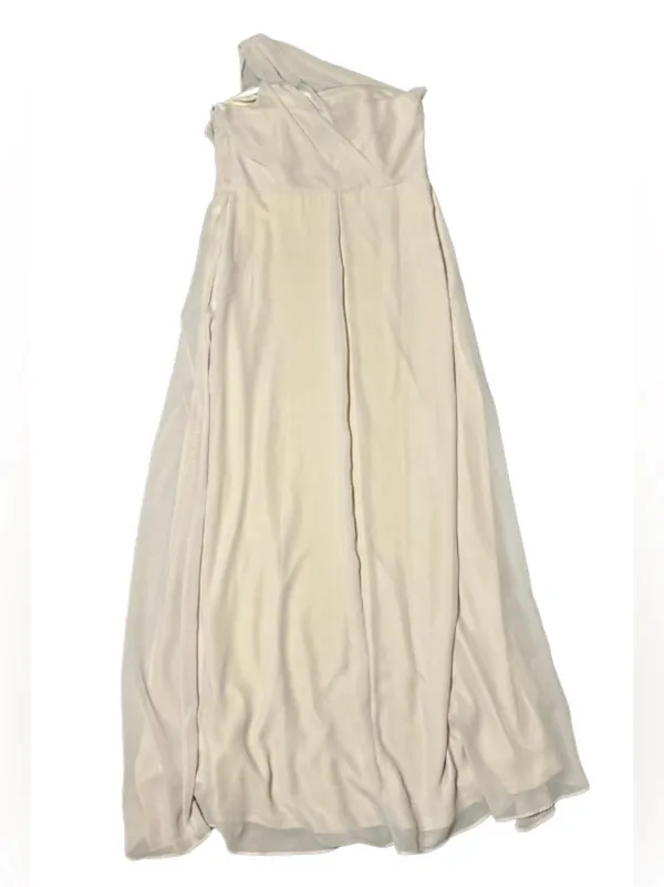 Birdy Grey Kira One Shoulder Chiffon Bridesmaid Formal Dress Slit Champagne L - Image 8