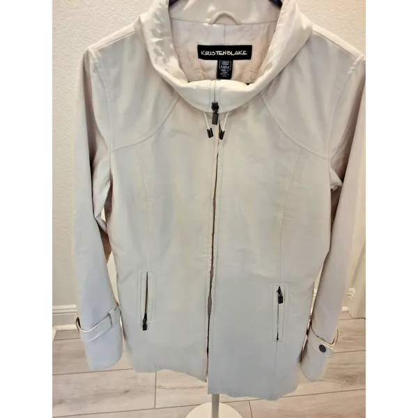 Kristen Blake Women's M Ivory Full-Zip Quilted Lined Jacket Trench Coat - Image 7