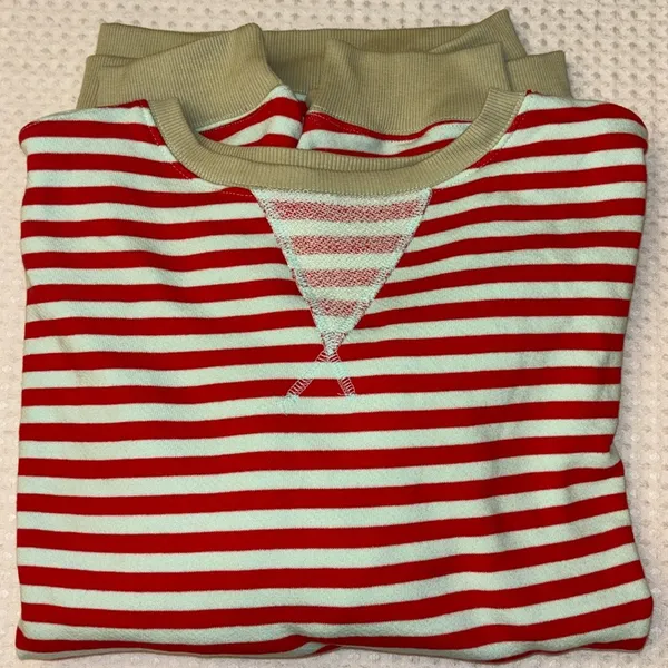NEW! We The Classic Striped Oversized Crewneck Sweatshirt LARGE Red - Image 8