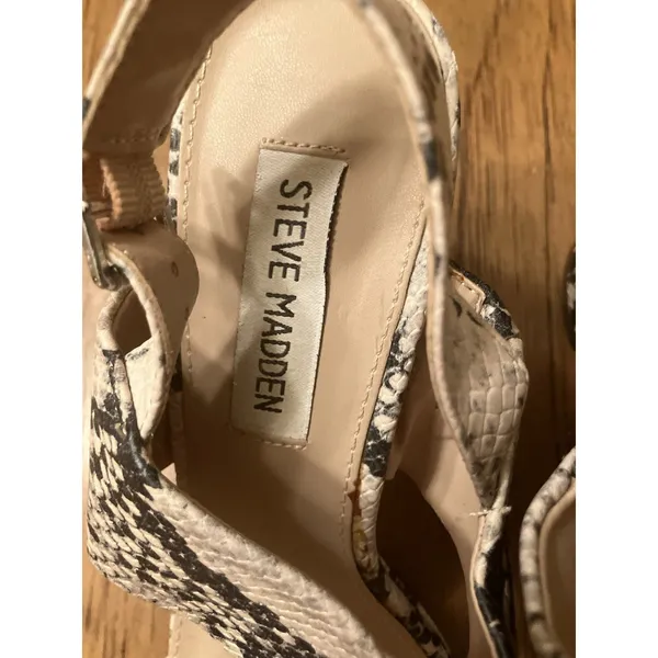 Steve Madden Sarena Snake Print Strappy Open Toe Block Heel Ankle Strap 7 - Image 3