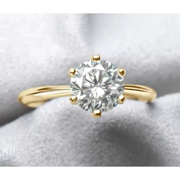 Boutique NEW 2 Ct Solitaire Simulated Diamond 14k Gold Plated S925‎ Engagement Ring - Image 10