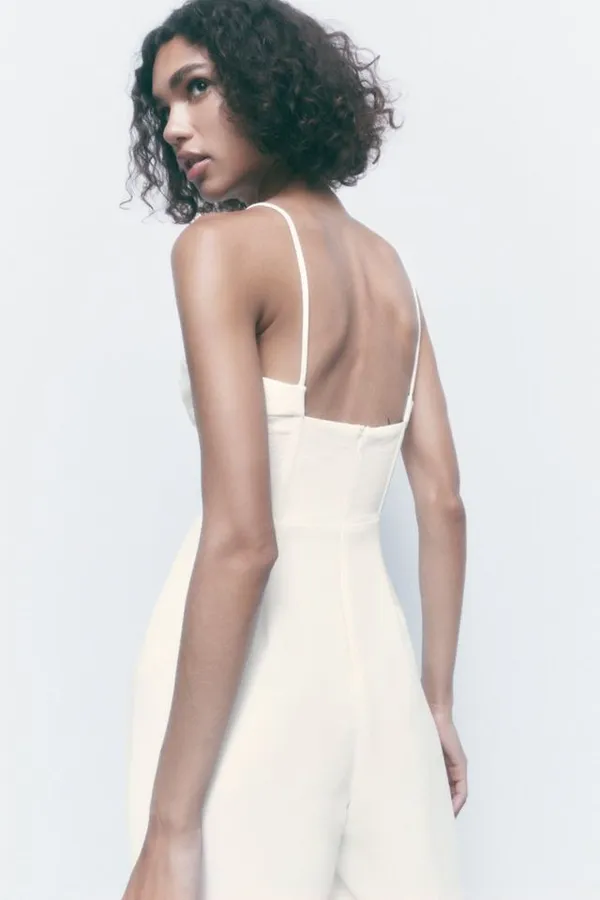 ZARA Nwt Bridal White Corset Bustier Romper Jumpsuit - Image 6
