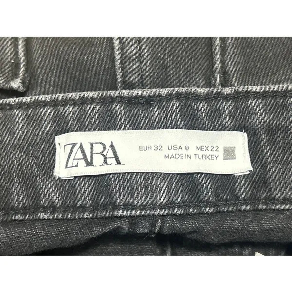 Zara Women's Black High Waisted Wide Leg Baggy Palazzo Denim Jeans Pants Size 0 - Image 4