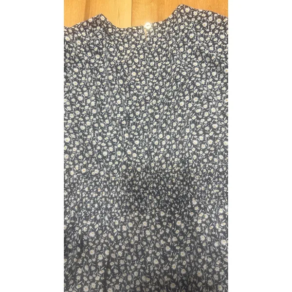 Coco + Carmen Navy Blue Floral‎ Daisy Smocked Waist Ruffle Faux Wrap Dress S/M - Image 7