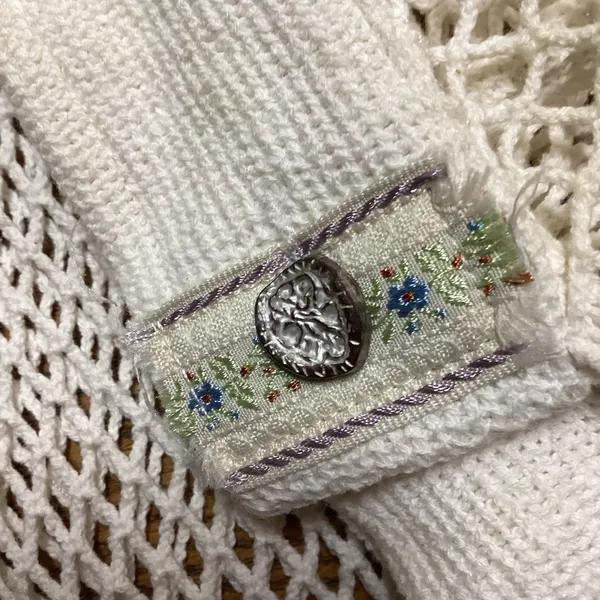 Pol open crochet Button down boho shacket Antique white. Size Medium - Image 12