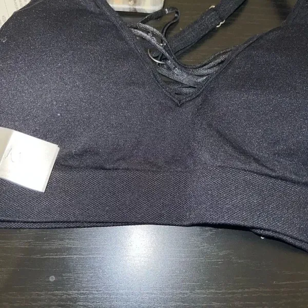 Strappy sports bra black corset style size M - Image 6