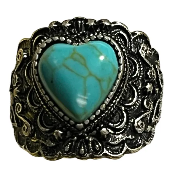Turquoise Heart Jewelry Set Blue - Image 3