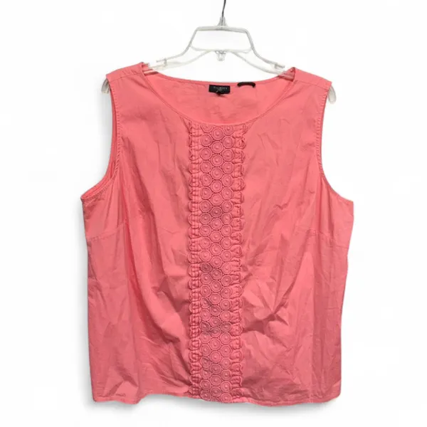 Talbots Woman Pink Eyelet Lace Front Sleeveless Shell - 20W - Image 2