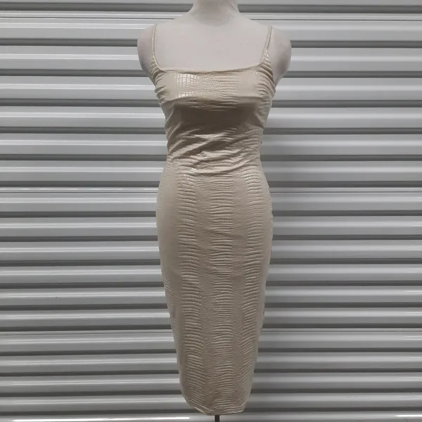 Forever 21 Bodycon Stretch Knit Midi Dress Womens Small Croc Print Date Night - Image 3