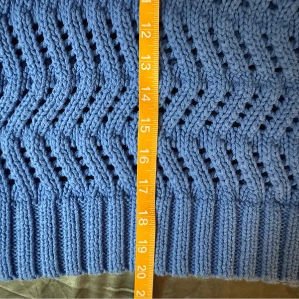 American eagle AE blue crochet Crewneck sweater pullover size medium - Image 10