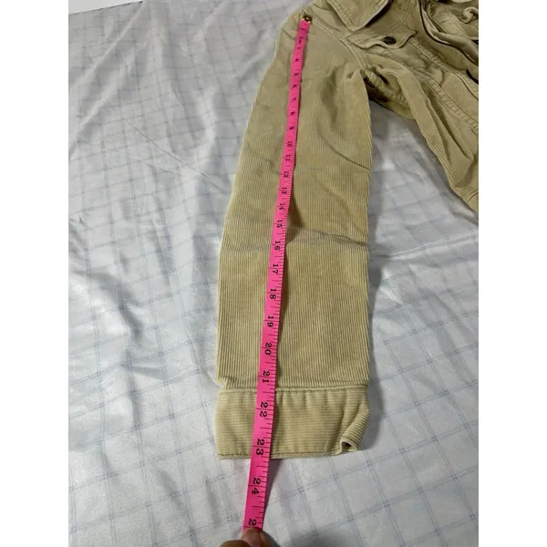 Vintage Abercrombie Corduroy Jacket Women XL Beige Tan Full Zip Trucker Stretch - Image 8