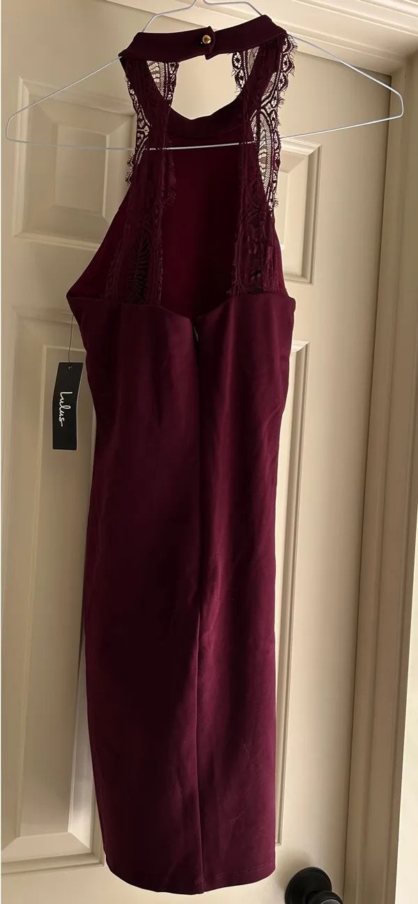 New Lulu's Burgundy Halter Sheath Dress - Image 5