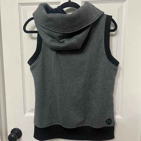 BURTON grey and black full zip vest size large hoodie thick knit‎ - Image 6