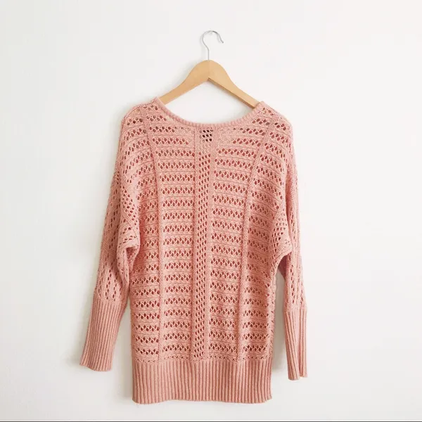 Pearl Wide Knit Oversized Fit Blush Sweater - Image 4