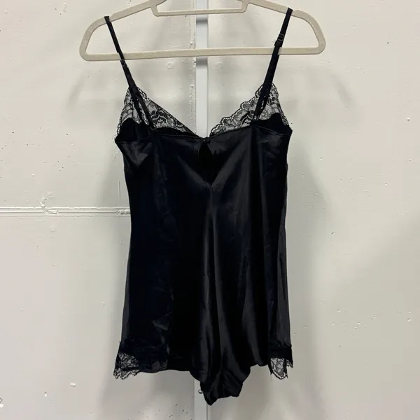 Victoria's Secret Very Sexy Black Satin Lace Trim‎ Bodysuit Small 507344-0408 - Image 5
