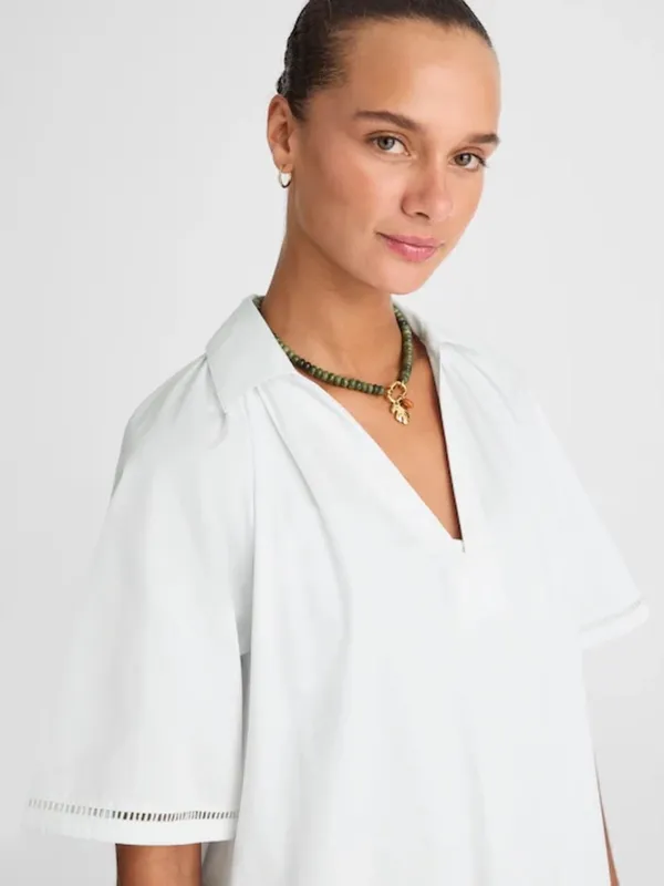 Madewell White Cotton Midi Dress NWT XXS Collared Poplin Slip Lined Summer - Image 3