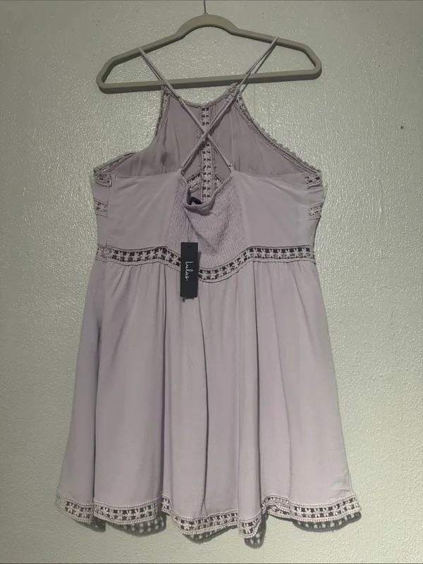 NWT Lulus Lavender Leads to You Crochet Lace Halter Dress XL - Image 4
