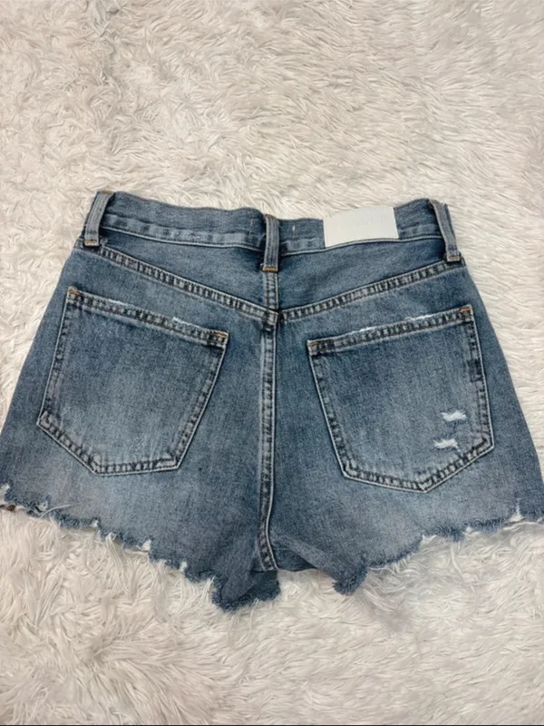 pistola medium blue distressed frayed denim shorts - Image 3