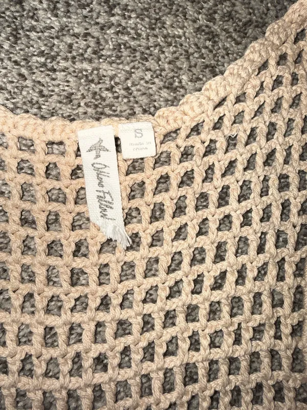 Olive & Hill Women's Taupe Crochet Fringe Vest - Image 2