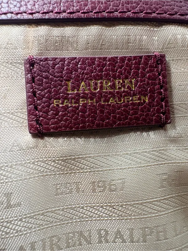 Lauren Ralph Lauren Burgundy Top-Handle Satchel with Gold Hardware - Image 10