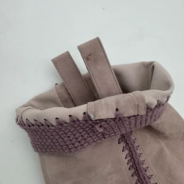 Hugo Boss Italian Suede Leather Crochet Lavender Pull On Designer Boots EU39 - Image 7