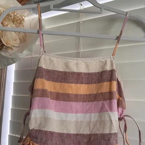 American Eagle Striped Linen Side Cutout Mini Dress XS Boho Coastal Cowgirl - Image 5