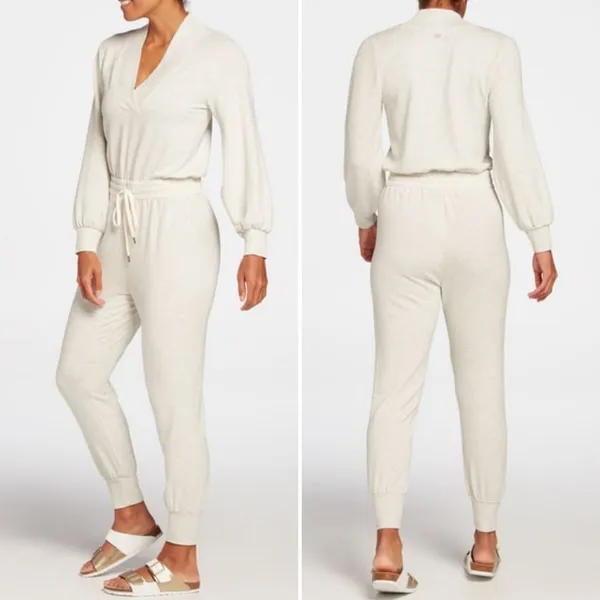 Calia by Carrie Underwood Soft Shawl Collar Jumpsuit Light Grey Heather‎ Large - Image 2