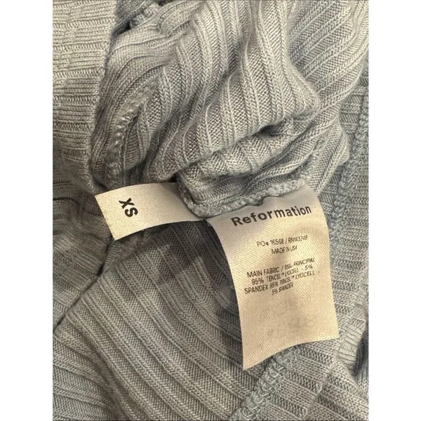 Reformation Nella Ribbed Stretch-tencel Modal Top In Blue XS OBX - Image 6